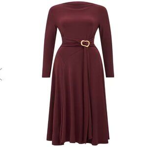 NWT Ever New Roxanna Hanky Hem Belted Dress in Imperial Port Size 12